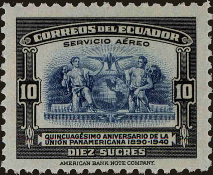 Front view of Ecuador C90 collectors stamp