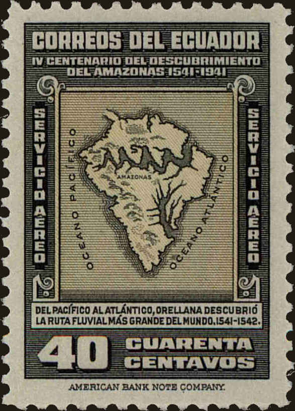 Front view of Ecuador C93 collectors stamp