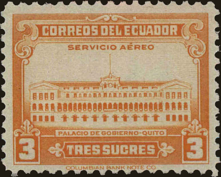 Front view of Ecuador C128 collectors stamp