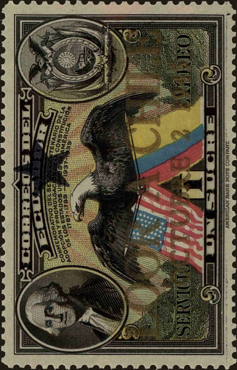 Front view of Ecuador C140 collectors stamp