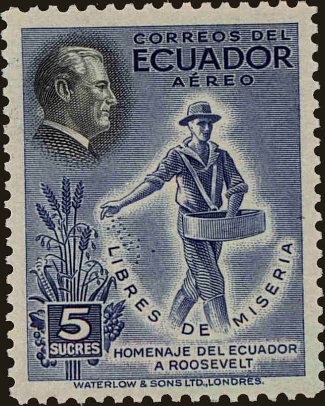 Front view of Ecuador C197 collectors stamp