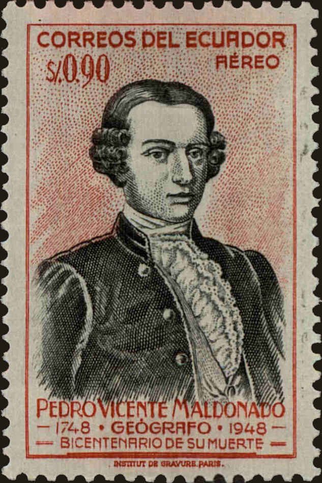 Front view of Ecuador C199 collectors stamp