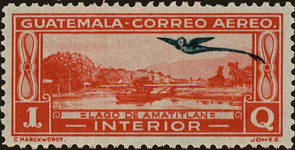 Front view of Guatemala C45 collectors stamp