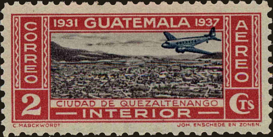 Front view of Guatemala C70 collectors stamp