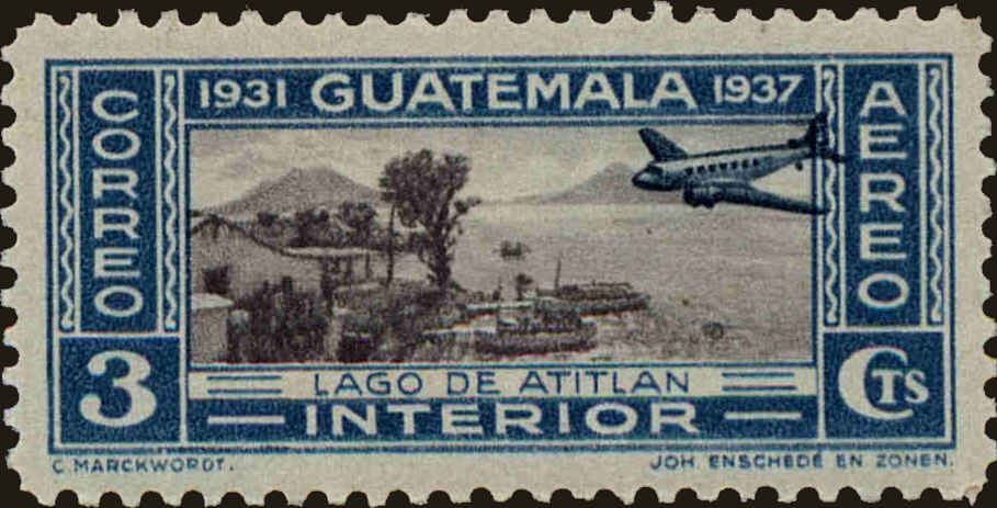 Front view of Guatemala C71 collectors stamp
