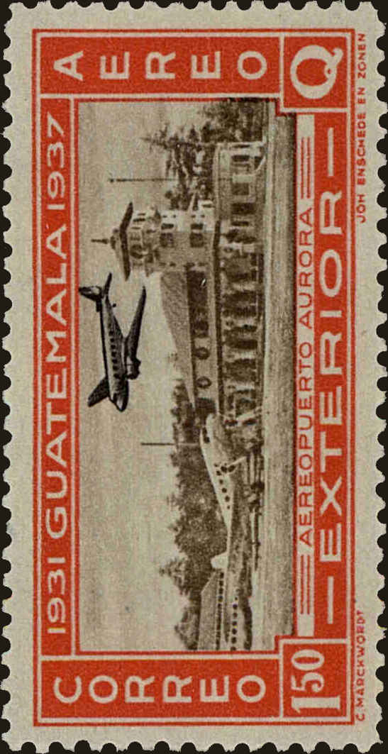 Front view of Guatemala C91 collectors stamp