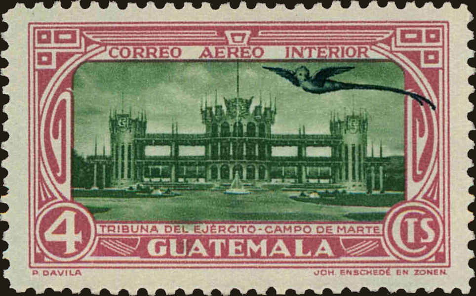 Front view of Guatemala C103 collectors stamp