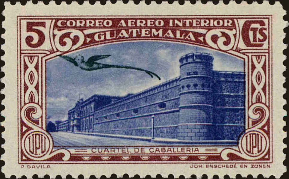 Front view of Guatemala C104 collectors stamp
