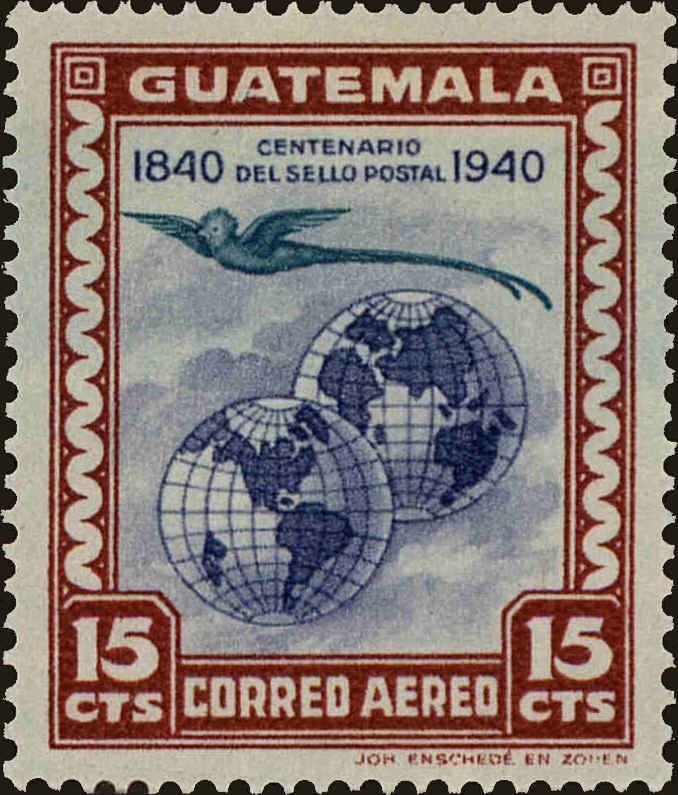 Front view of Guatemala C141 collectors stamp