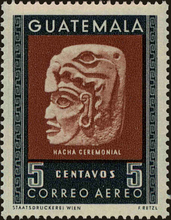 Front view of Guatemala C183 collectors stamp