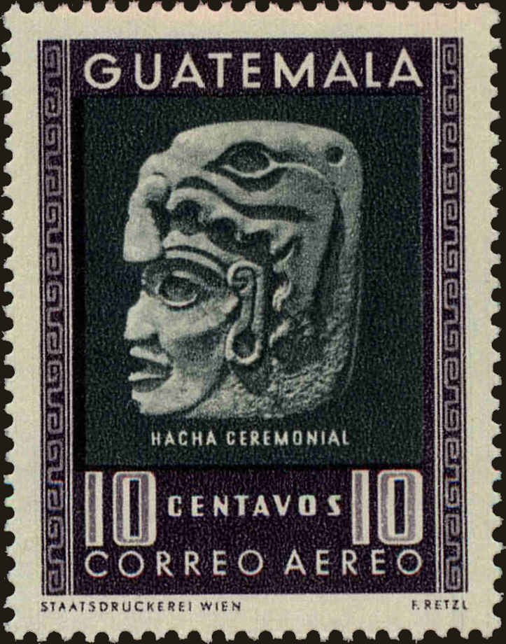 Front view of Guatemala C184 collectors stamp