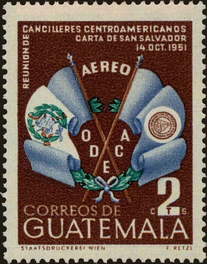 Front view of Guatemala C205 collectors stamp