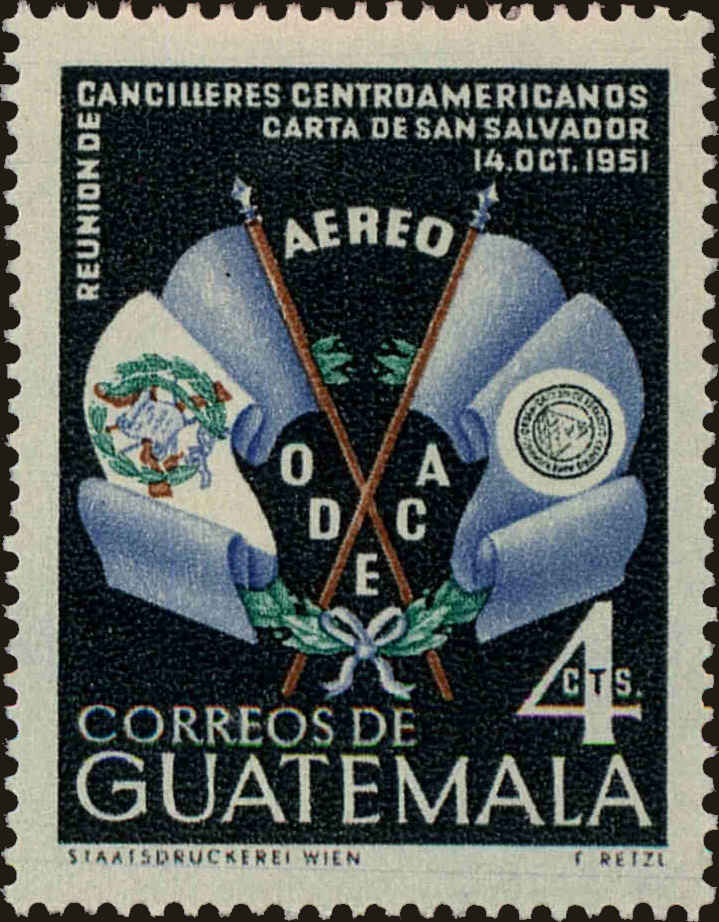 Front view of Guatemala C206 collectors stamp
