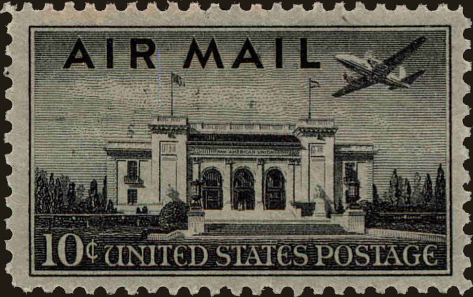 Front view of United States C34a collectors stamp