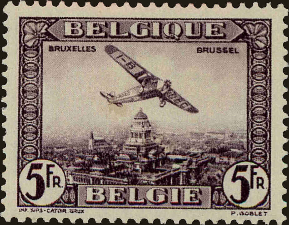 Front view of Belgium C5 collectors stamp