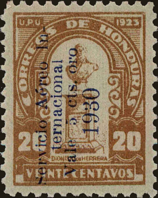 Front view of Honduras C22 collectors stamp