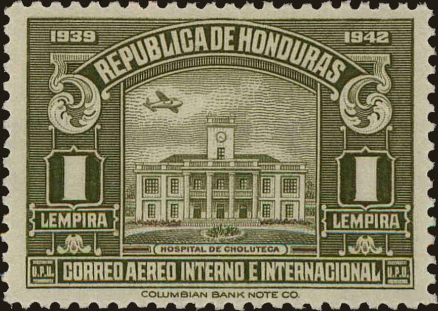 Front view of Honduras C97 collectors stamp