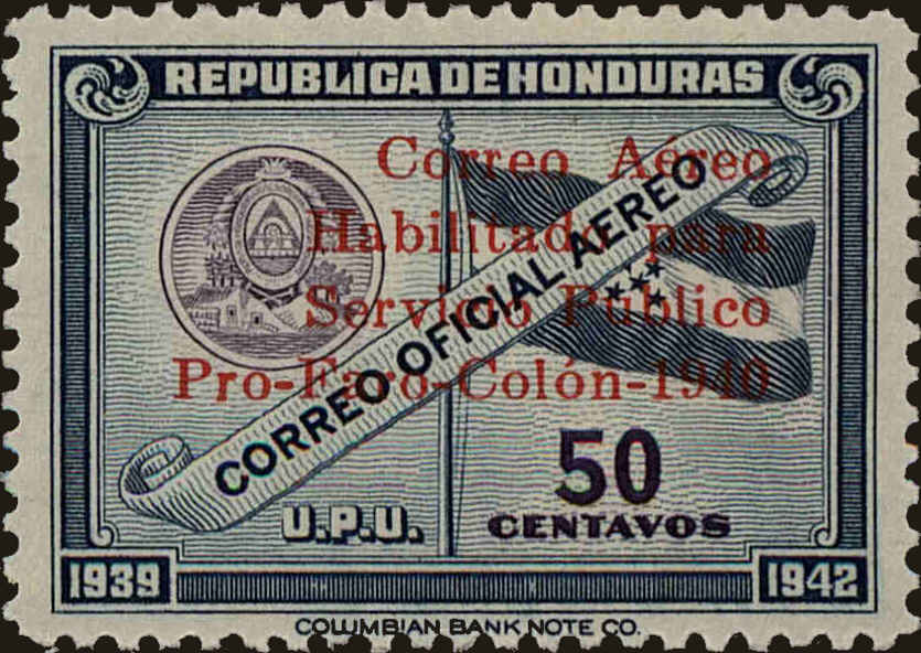 Front view of Honduras C106 collectors stamp