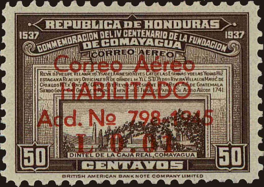 Front view of Honduras C144 collectors stamp