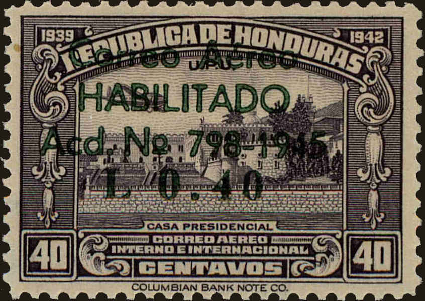 Front view of Honduras C150 collectors stamp