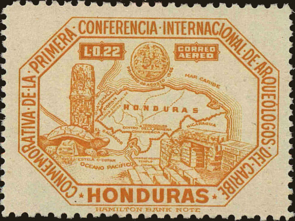 Front view of Honduras C165 collectors stamp