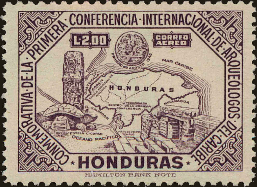 Front view of Honduras C168 collectors stamp