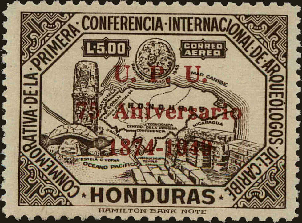 Front view of Honduras C186 collectors stamp