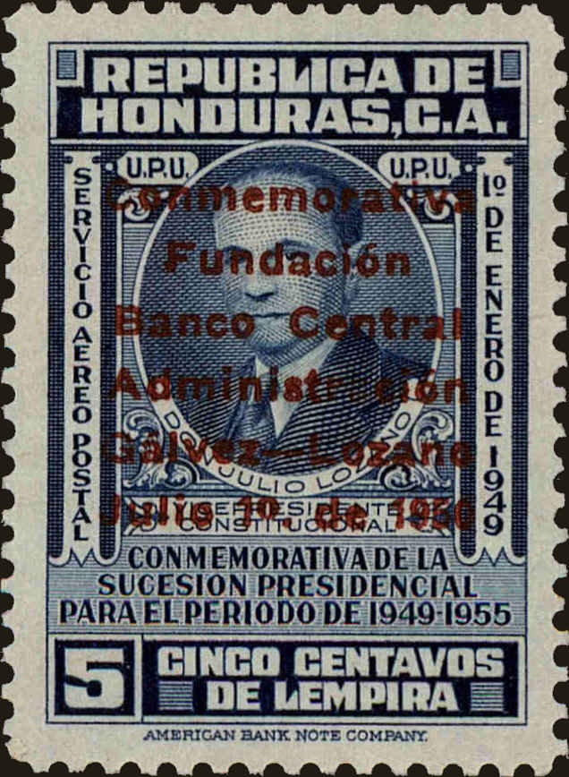 Front view of Honduras C190 collectors stamp