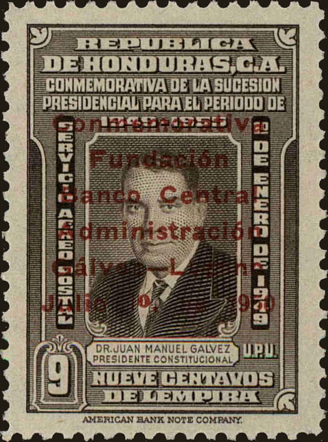 Front view of Honduras C191 collectors stamp