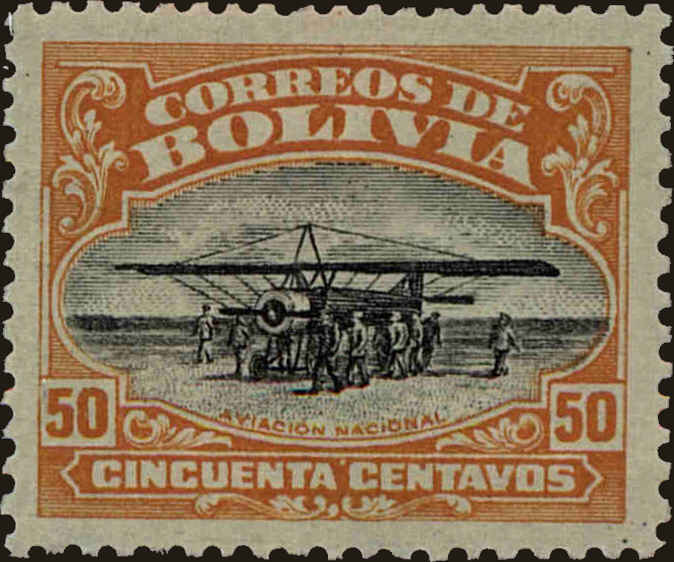 Front view of Bolivia C4 collectors stamp