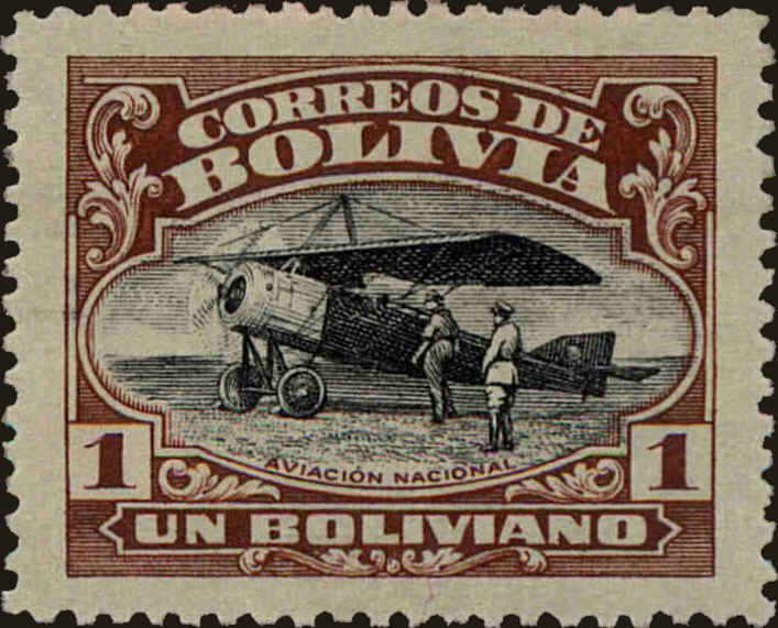 Front view of Bolivia C5 collectors stamp