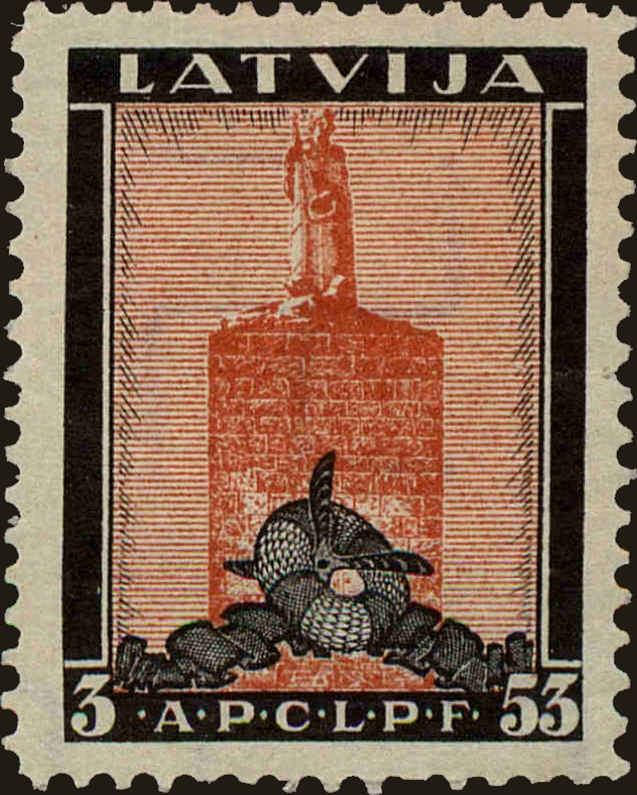 Front view of Latvia CB15 collectors stamp