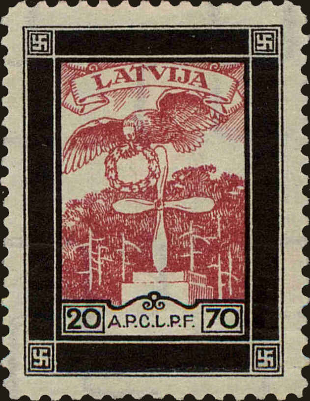 Front view of Latvia CB17 collectors stamp