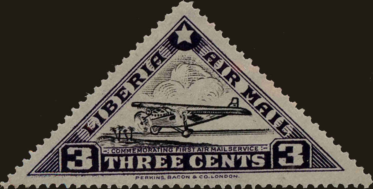Front view of Liberia C3C collectors stamp