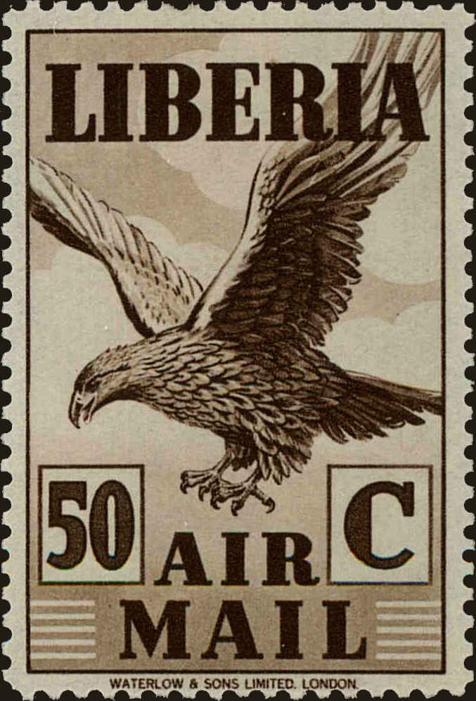 Front view of Liberia C12 collectors stamp