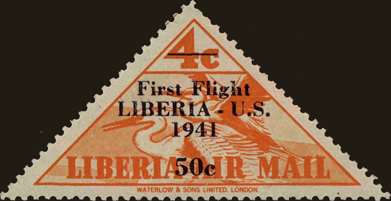 Front view of Liberia C20 collectors stamp