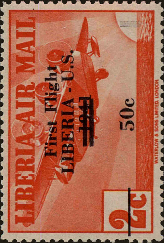 Front view of Liberia C28 collectors stamp