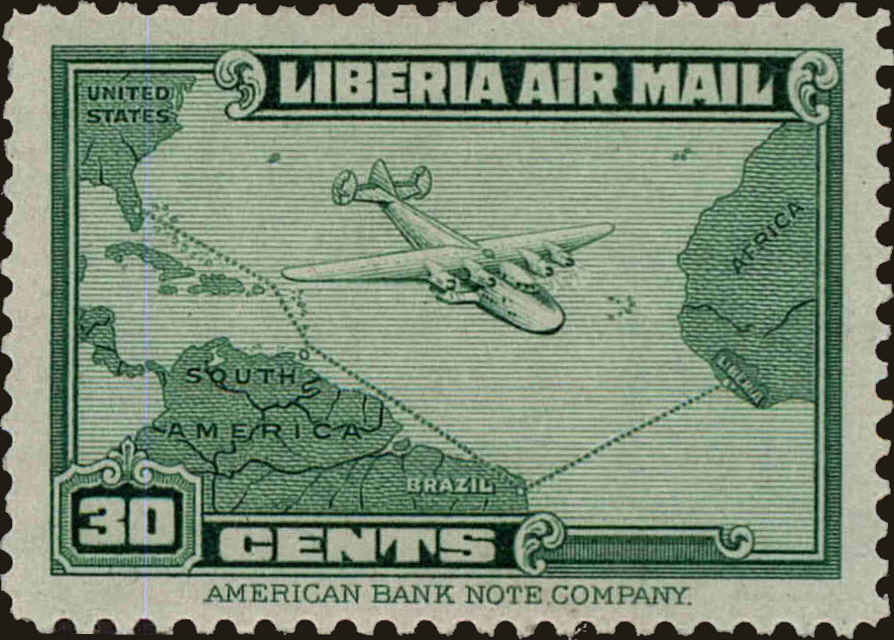 Front view of Liberia C40 collectors stamp