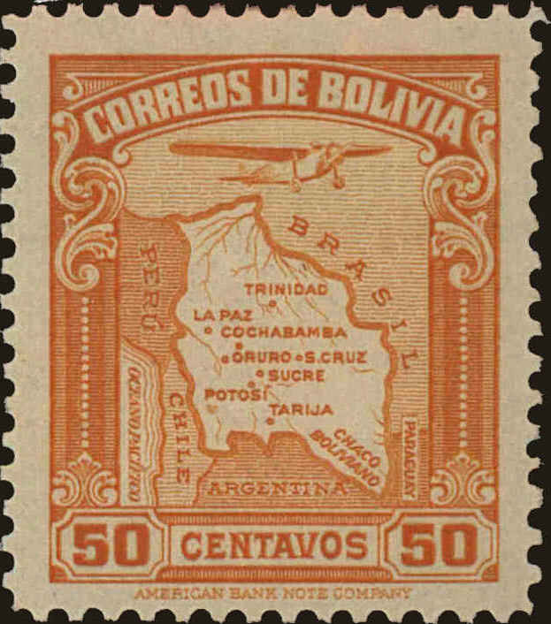 Front view of Bolivia C46 collectors stamp