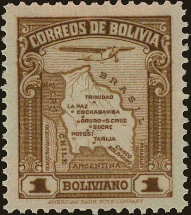 Front view of Bolivia C47 collectors stamp