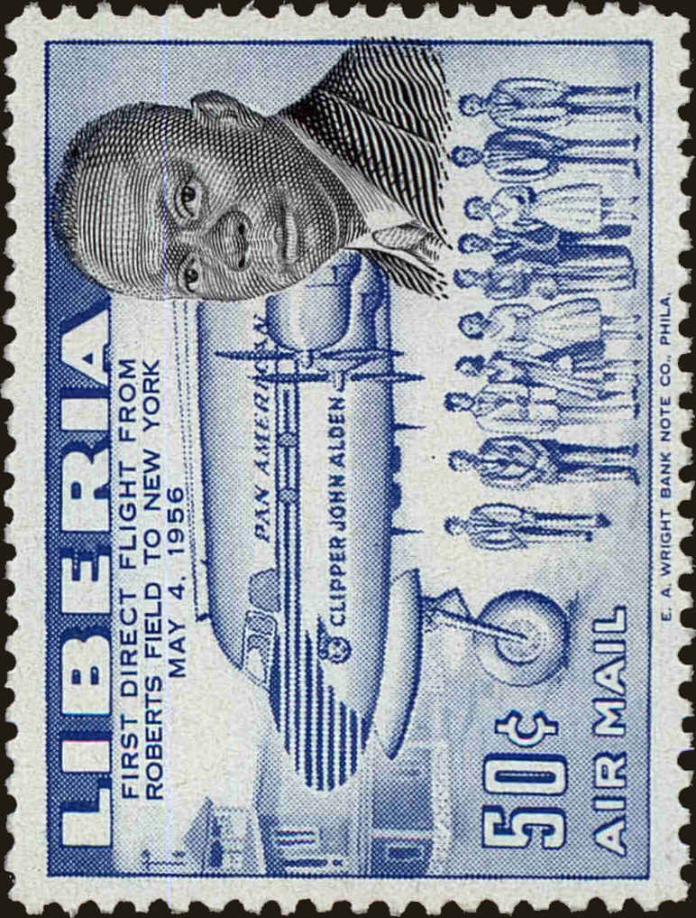 Front view of Liberia C108 collectors stamp