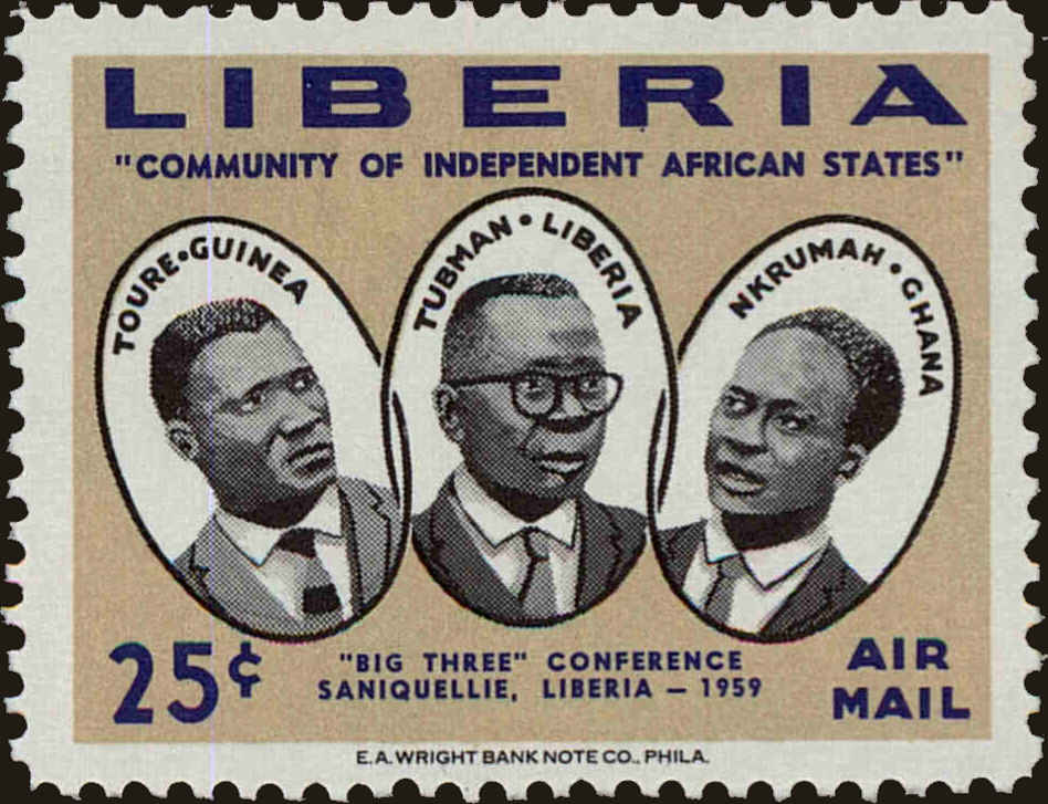 Front view of Liberia C123 collectors stamp