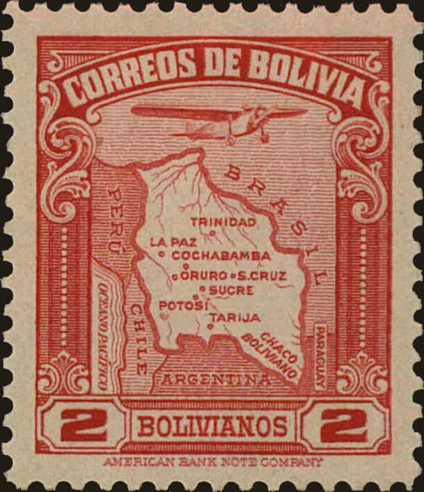Front view of Bolivia C49 collectors stamp