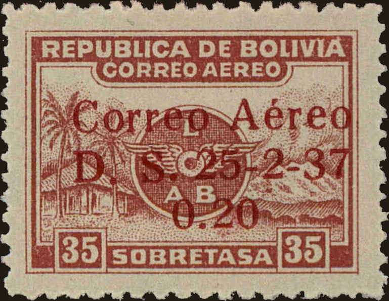 Front view of Bolivia C53 collectors stamp