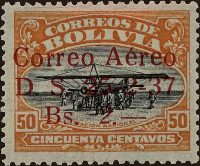 Front view of Bolivia C56 collectors stamp