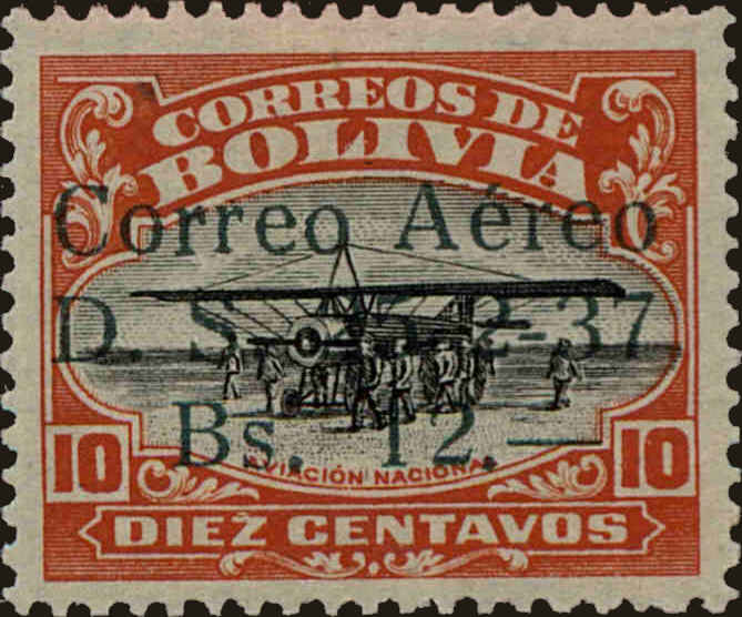 Front view of Bolivia C57 collectors stamp