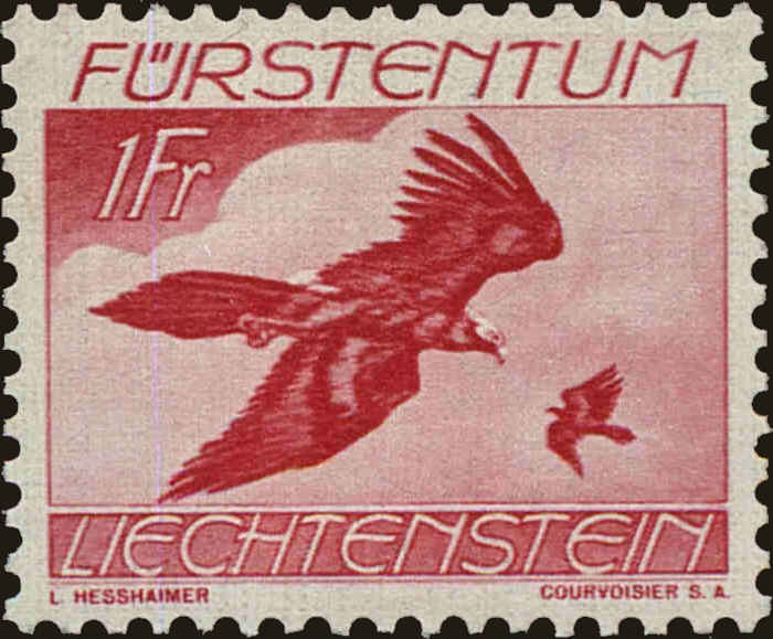 Front view of Liechtenstein C22 collectors stamp