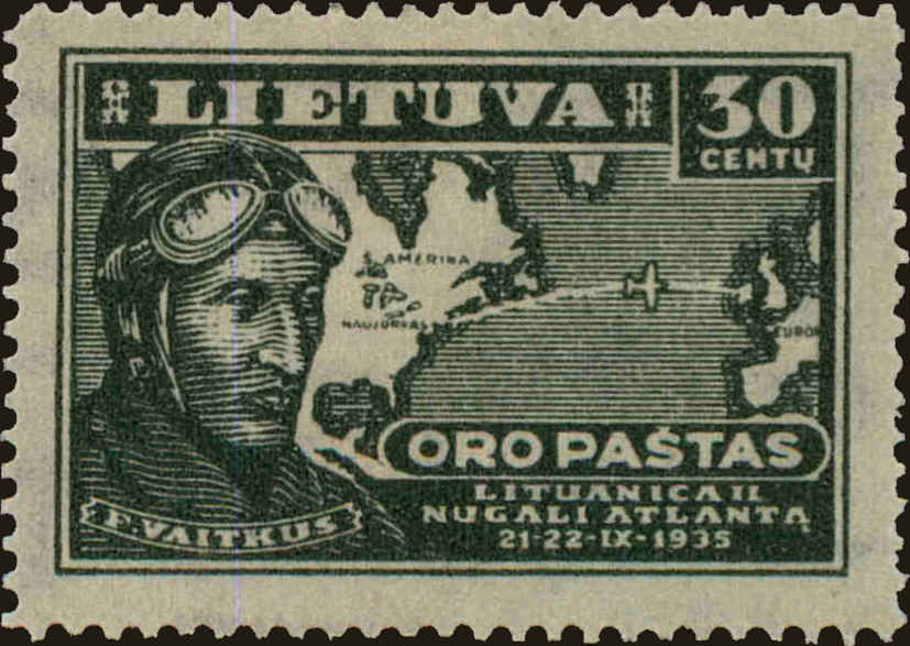 Front view of Lithuania C85 collectors stamp