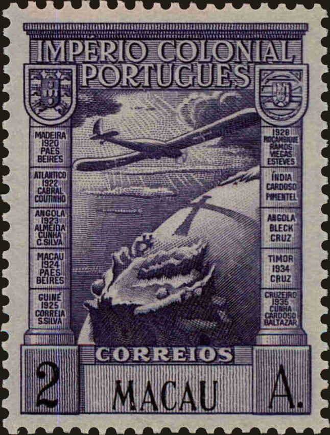Front view of Macao C8 collectors stamp