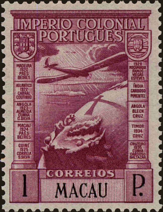 Front view of Macao C15 collectors stamp